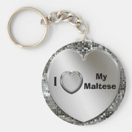 私は私のマルチーズハートキーチェーンが大好き キーホルダー