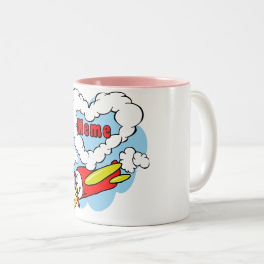 私は私のミームの縫いぐるみ人形及びハートを愛します ツートーンマグカップ (正面右)