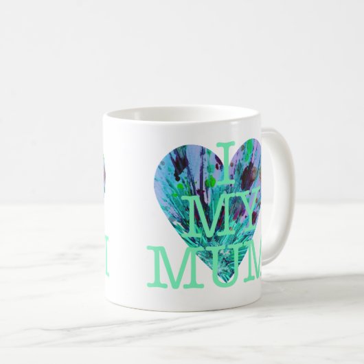 私は私のムームアートラブハート家族のバレンタインデーを愛する コーヒーマグカップ (正面右)