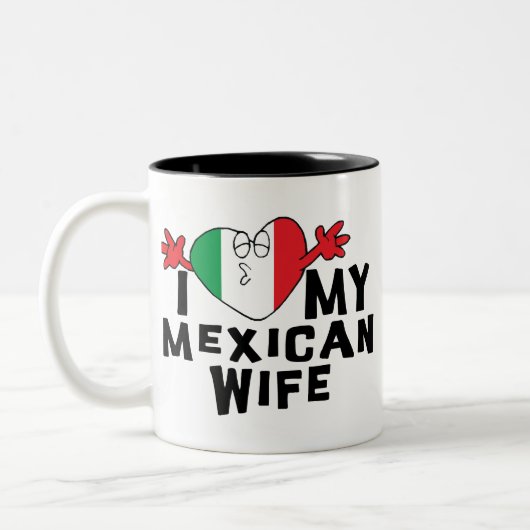 私は私のメキシコ妻を愛します ツートーンマグカップ (左)