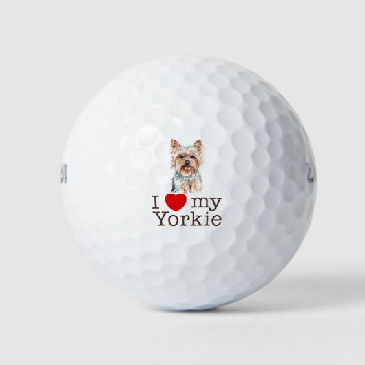 私は私のヨークシャーテリアが大好き – Yorkshire Terrier Dog ゴルフボール (正面)