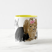 私は私のヨークシャーテリアのコーヒー・マグを愛します ツートーンマグカップ (中央)