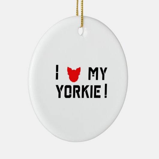 私は私のヨークシャーテリアタイポグラフィデザイン セラミックオーナメント (右)
