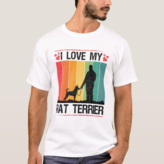 私は私のラットテリア犬、ラットテリア犬の恋人が大好き Tシャツ (正面)