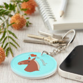 私は私のラバの赤いFlaxen愛します キーホルダー (正面右)