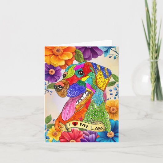 私は私のラブラドールレトリバーのグリーティングカードが大好き サンキューカード (正面)