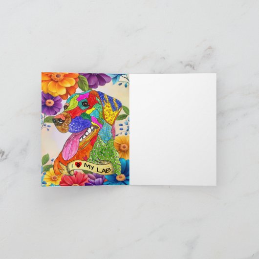 私は私のラブラドールレトリバーのグリーティングカードが大好き サンキューカード (内部)