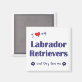 私は私のラブラドールレトリバー(複数の犬) マグネット (正面/裏面)