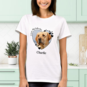 私は私のラブラドール犬のパーソナライズハートペット写真が大好き Tシャツ