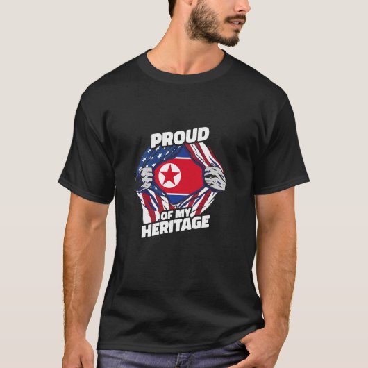 私は私のルーツを誇りに思います - 愛国的な北朝鮮系アメリカ人 Tシャツ (正面)