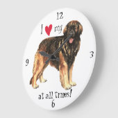 私は私のレオンバーガーが大好き ラージ壁時計 (傾斜)