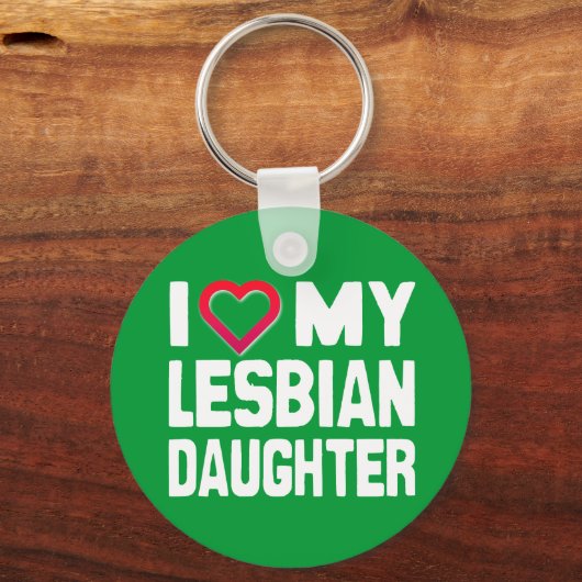 私は私のレズビアンの娘が大好き – -.png キーホルダー (正面)