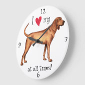 私は私のレッドボーンハウンドが大好き ラージ壁時計 (傾斜)