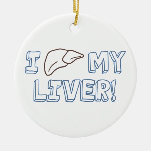 私は私のレバーを愛します セラミックオーナメント (正面)