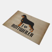 私は私のロットワイラー犬を愛素朴 ドアマット (アングル)