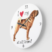 私は私の中国のなShar-Peiを愛します ラージ壁時計 (傾斜)