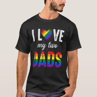 私は私の二つのパパLGBTプライドゲイ父の日Gif Tシャツ