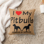 私は私の二つのピットブルを愛する クッション (ブランケット)