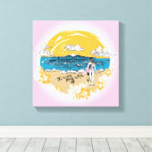 「私は私の人生が好き」サーフガールキャンバス キャンバスプリント (インサイチュ (ウッドフロア))