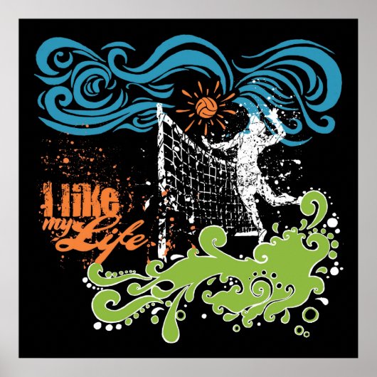 「私は私の人生が好き」バレーボールのポスター ポスター (正面)