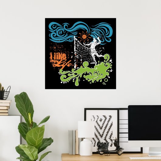 「私は私の人生が好き」バレーボールのポスター ポスター (ホームオフィス)