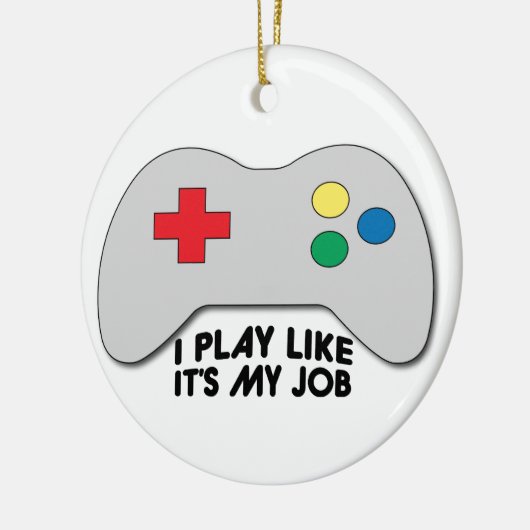 私は私の仕事のように遊びます セラミックオーナメント (左)