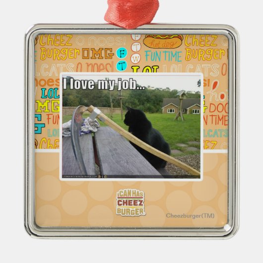 私は私の仕事を愛します メタルオーナメント (正面)