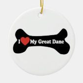 私は私の偉大なダンが大好き – 犬の骨 セラミックオーナメント (正面)