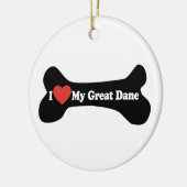 私は私の偉大なダンが大好き – 犬の骨 セラミックオーナメント (左)