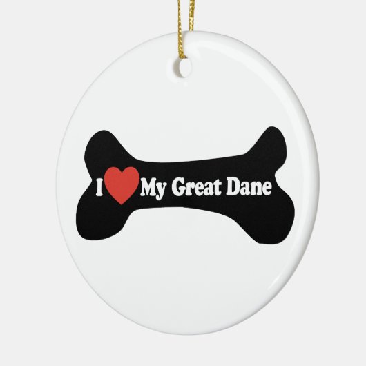 私は私の偉大なダンが大好き – 犬の骨 セラミックオーナメント (左)