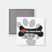 私は私の偉大なダンが大好き – 犬の骨 マグネット (正面/裏面)