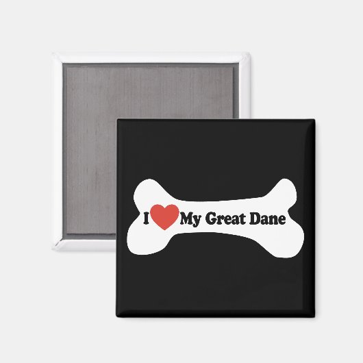 私は私の偉大なダンが大好き – 犬の骨 マグネット (正面/裏面)