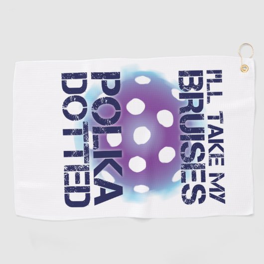 私は私の傷あとのポルカにPickleball点々のあるなタオルを取ります ゴルフタオル (横)