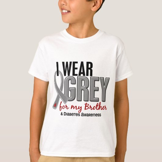 私は私の兄弟10の糖尿病のための灰色を身に着けています Tシャツ (正面)