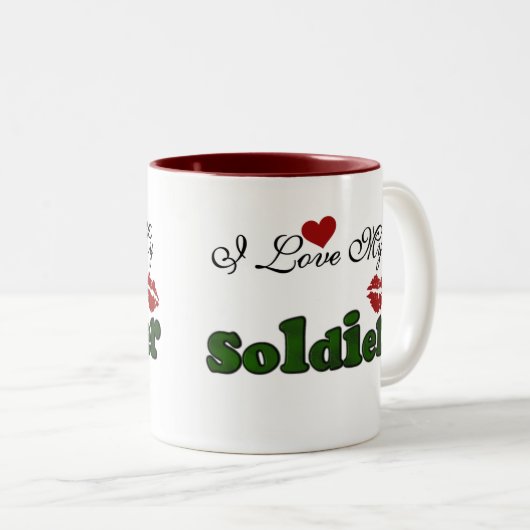 私は私の兵士のTシャツおよびギフトを愛します ツートーンマグカップ (正面右)