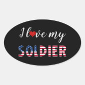 私は私の兵士を愛し、ハートアメリカ国旗のタイポグラフィ 楕円形シール (正面)