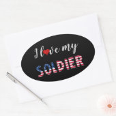私は私の兵士を愛し、ハートアメリカ国旗のタイポグラフィ 楕円形シール (封筒)