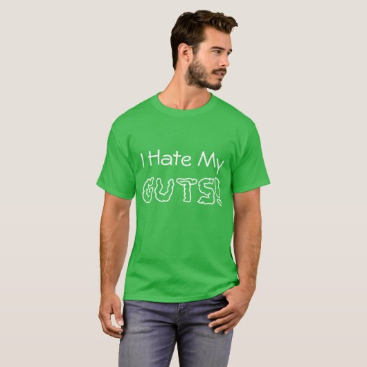"私は私の内臓"のGastroparesisの認識度のTシャツ憎みます Tシャツ (正面フル)