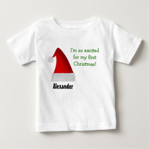 私は私の初めてのクリスマスのためにとても興奮します! ベビーTシャツ