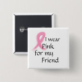 私は私の友人のためのピンクを身に着けています 缶バッジ (正面&裏面)