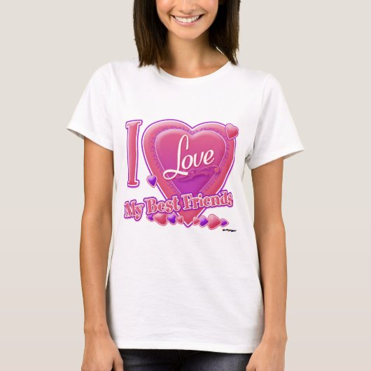 私は私の友最高の達のピンク/紫が大好き – ハート Tシャツ (正面)