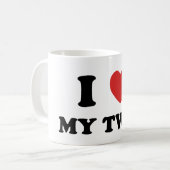 私は私の双生児を愛します コーヒーマグカップ (正面左)