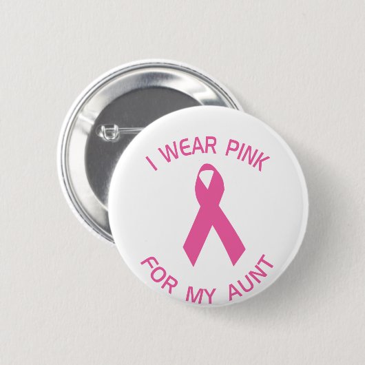 私は私の叔母さん乳癌の認識度のためのピンクを身に着けています 缶バッジ (正面&裏面)