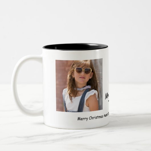 私は私の叔母さん2写真のカスタマイズ可能なマグを愛します ツートーンマグカップ (左)