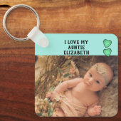 私は私の叔母の名前の写真が大好き緑の両面 キーホルダー (正面)