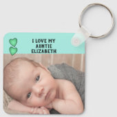 私は私の叔母の名前の写真が大好き緑の両面 キーホルダー (裏面)