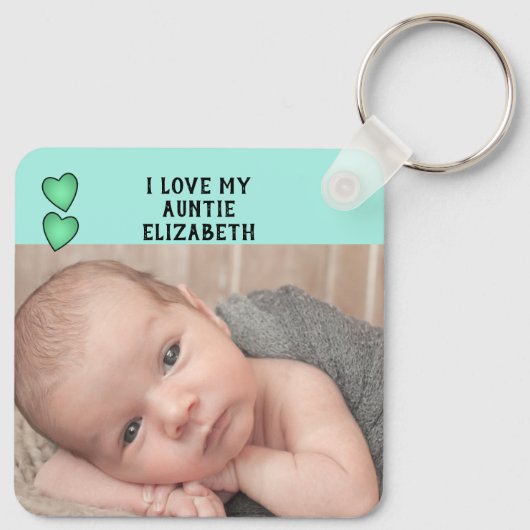 私は私の叔母の名前の写真が大好き緑の両面 キーホルダー (裏面)