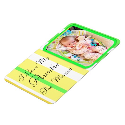 私は私の叔母ライムグリーンマグネットが大好パーソナライズされたき マグネット (左側)