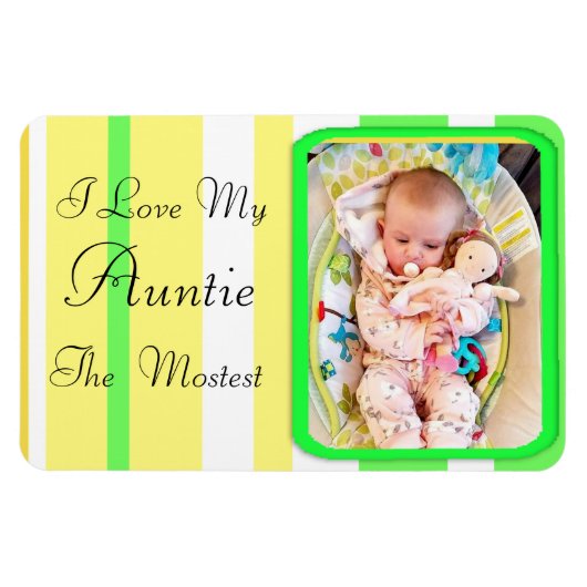 私は私の叔母ライムグリーンマグネットが大好パーソナライズされたき マグネット (横)