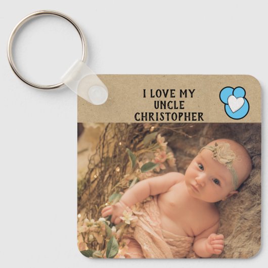 私は私の叔父の名前の写真の青の両面が大好き キーホルダー (正面)